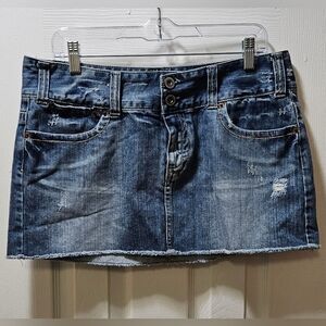 American Eagle Outfitters Distressed Blue Mini Skirt
